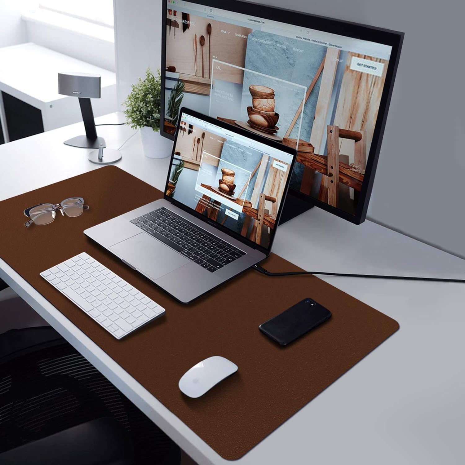 Waterproof Leather Desk Pad 60x35 Brown - AHW Store