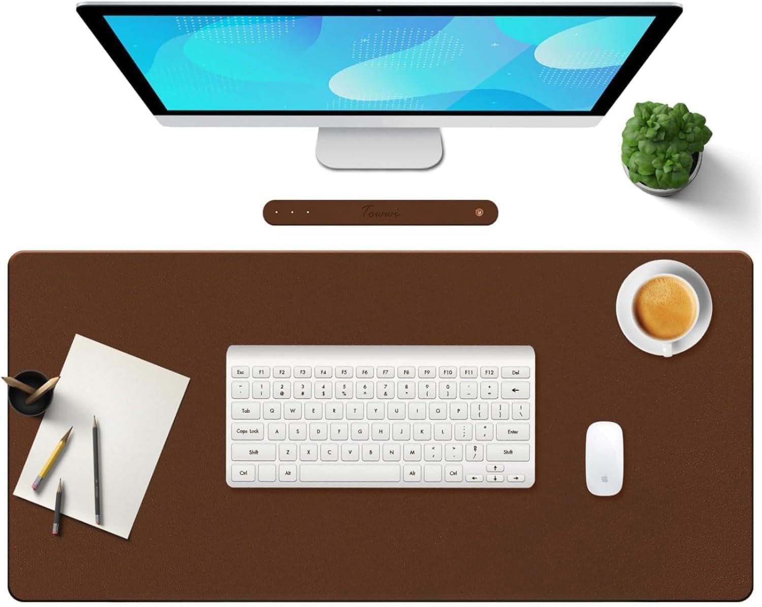 Waterproof Leather Desk Pad 60x35 Brown - AHW Store