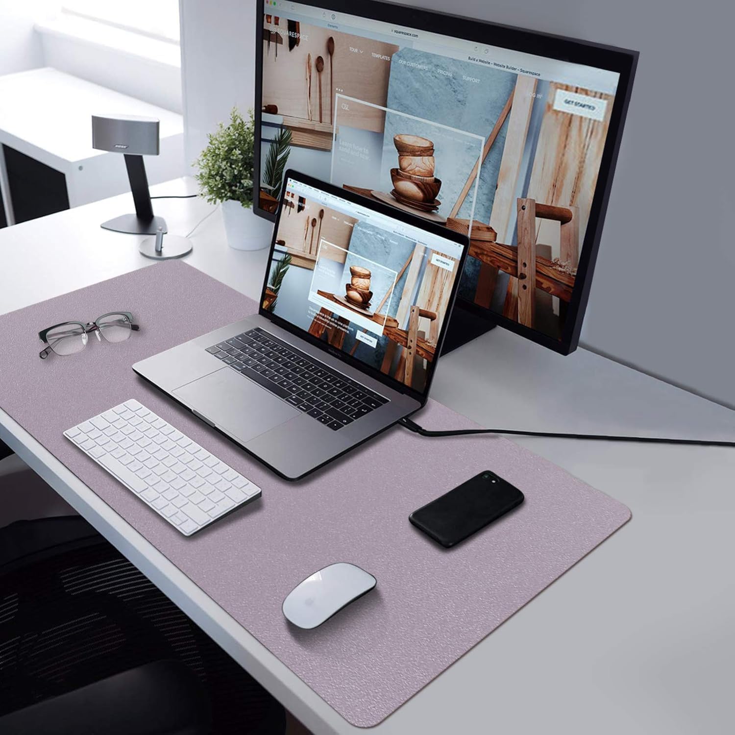 Waterproof Leather Desk Pad 60X35 Graypink - AHW Store