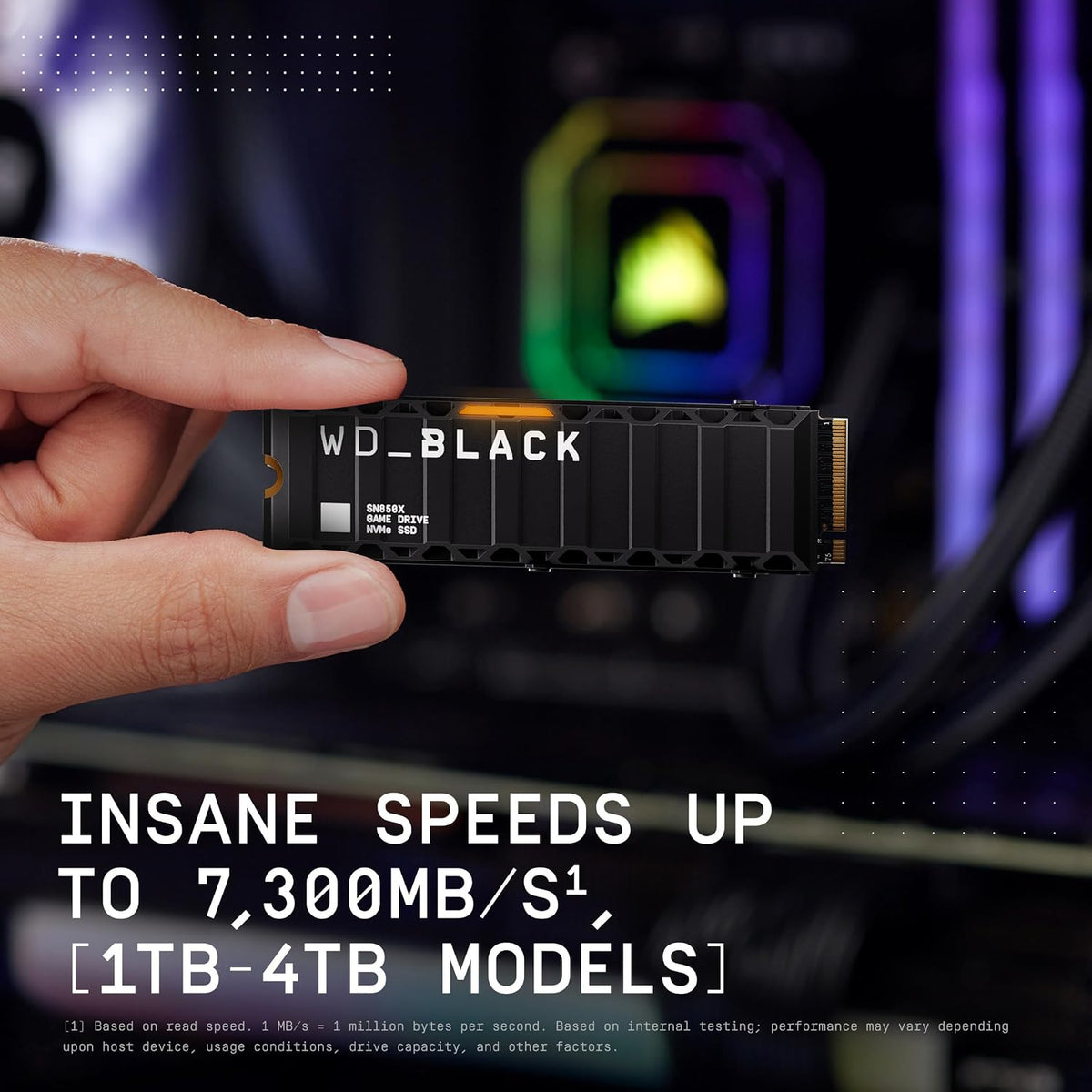 WD_BLACK 4TB SN850X NVMe Internal Gaming Solid State Drive with Heatsink - Works with PlayStation 5, Gen4 PCIe, M.2 2280, Up to 7,300 MB/s - WDS400T2XHE - AHW Store