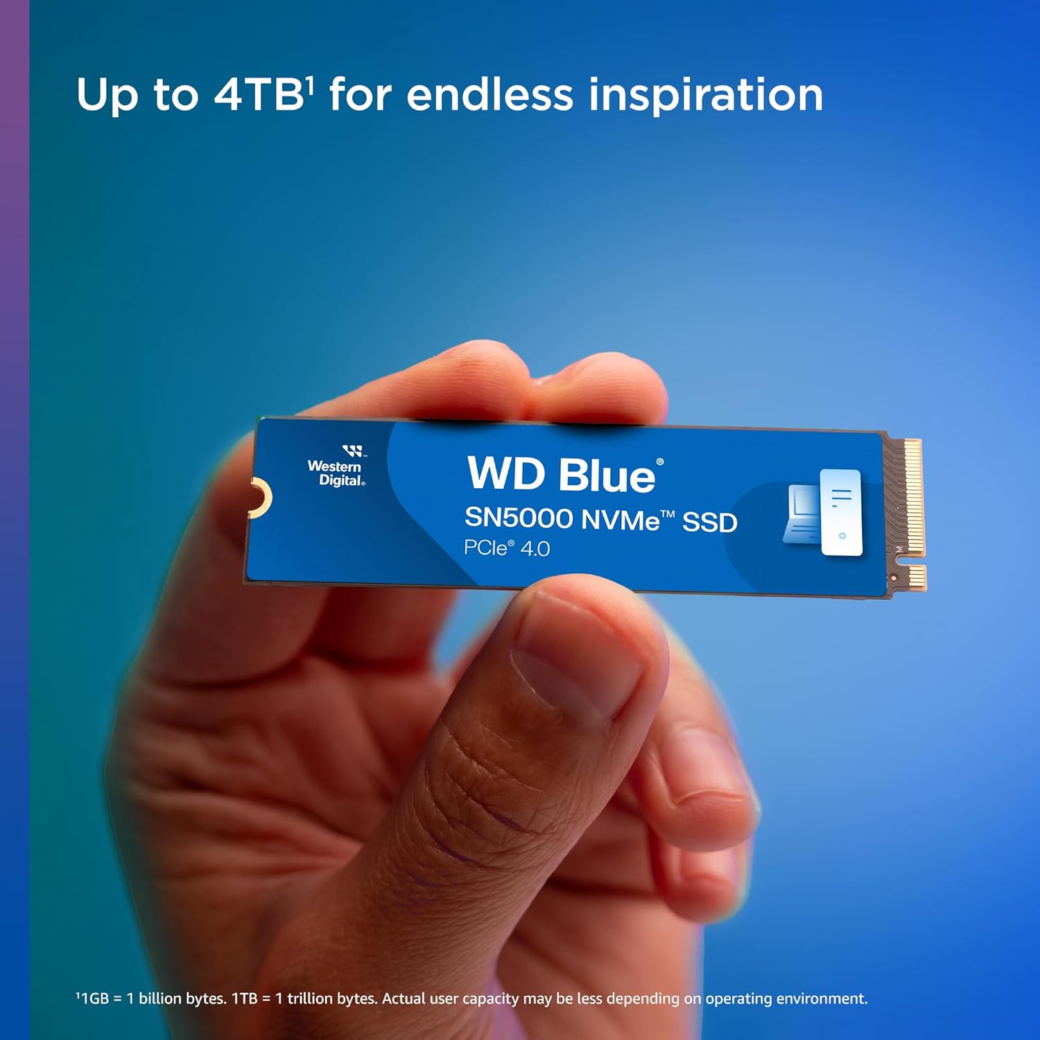 WD Blue SN5000 500GB SSD, NVMe SSD, Internal SSD, PCIe Gen 4.0, up to 5,000 MB/s read speeds, nCache - AHW Store