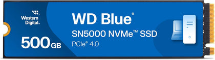 WD Blue SN5000 500GB SSD, NVMe SSD, Internal SSD, PCIe Gen 4.0, up to 5,000 MB/s read speeds, nCache - AHW Store