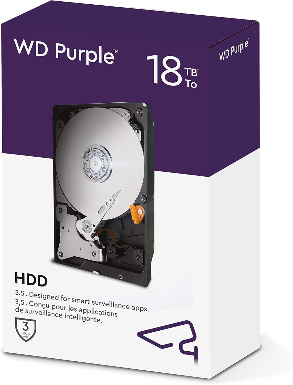 WD Purple 18TB Surveillance 3.5 Internal Hard Drive - AllFrame AI - 360TB/yr, 512MB Cache 7200 RPM C - AHW Store