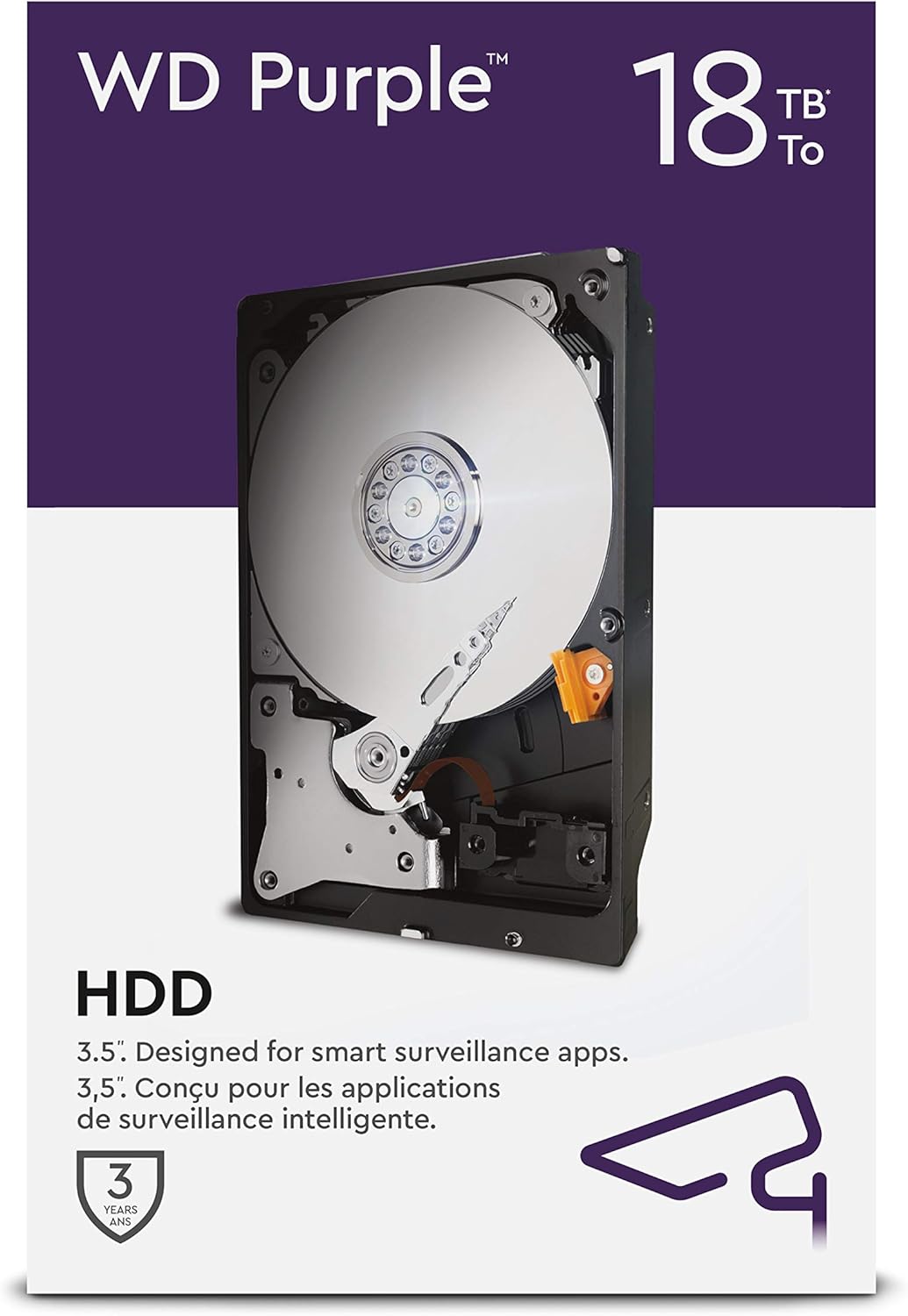 WD Purple 18TB Surveillance 3.5 Internal Hard Drive - AllFrame AI - 360TB/yr, 512MB Cache 7200 RPM C - AHW Store