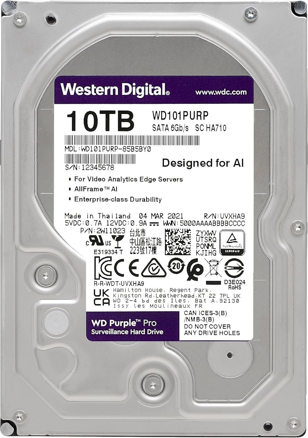 WD Purple Pro 10TB Smart Video HDD - AHW Store