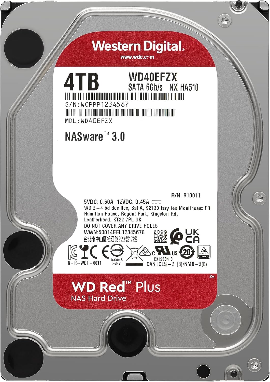 Western Digital 4TB WD Red Plus NAS Internal Hard Drive HDD - 5400 RPM, SATA 6 Gb/s, CMR, 128 MB Cac - AHW Store