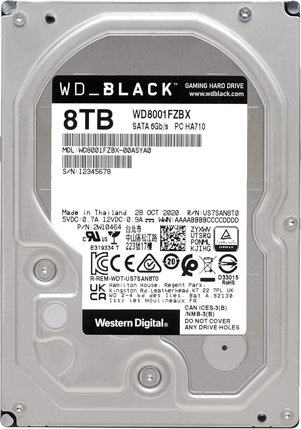 Western Digital 8TB WD Black Performance Internal Hard Drive HDD - 7200 RPM, SATA 6 Gb/s, 256 MB Cac - AHW Store