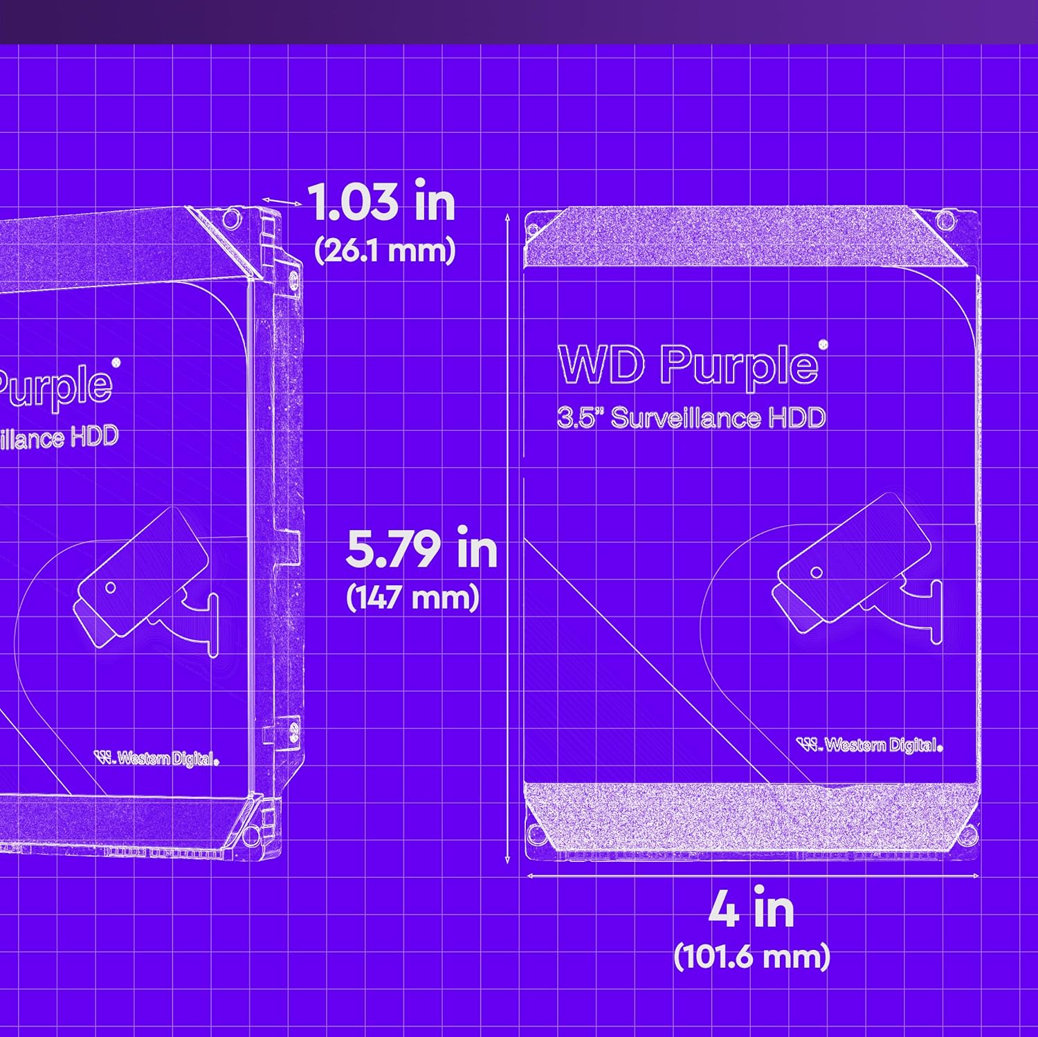 Western Digital WD Purple 4TB Surveillance Hard Drive - Designed for 24/7 Video Recording, AllFrame - AHW Store