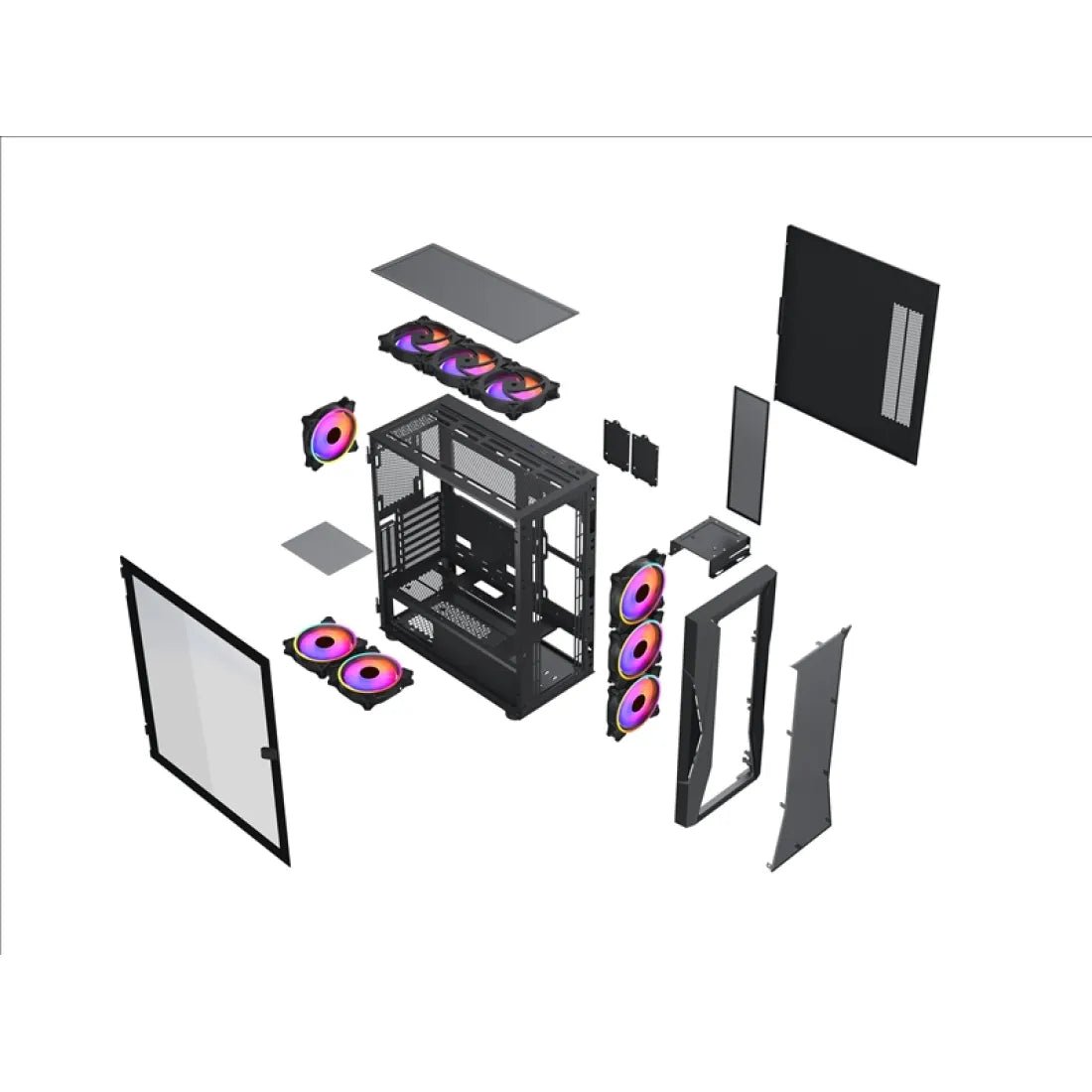 XANDER Velox W2E0092 Mid Tower Case 4 Fan RGB Black + 650W 80+ White Power Supply - AHW Store