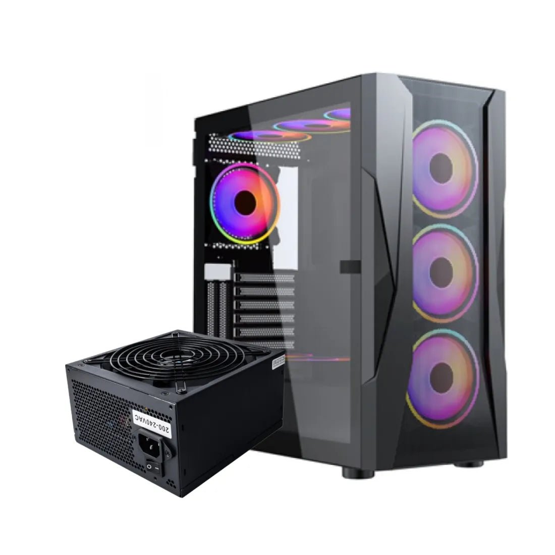 XANDER Velox W2E0092 Mid Tower Case 4 Fan RGB Black + 650W 80+ White Power Supply - AHW Store