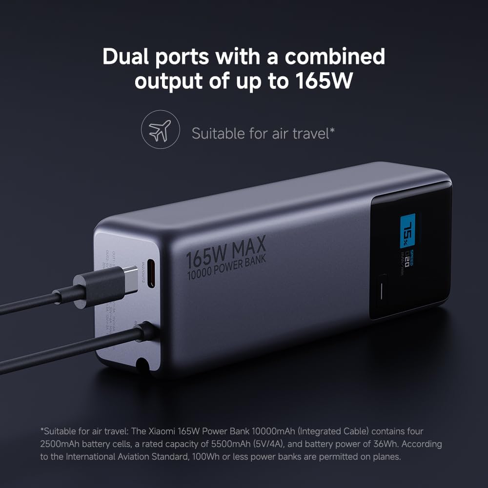 Xiaomi 165 W Power Bank 10000 mAh Super Fast Charge 3 USB - C Ports for Multi - Device Charging Power - AHW Store