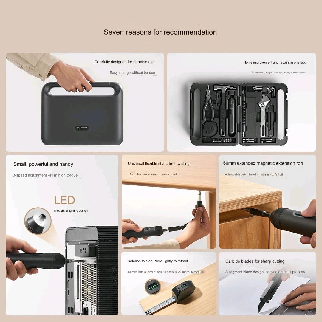 Xiaomi Mijia Multifunctional Screwdriver Toolbox MJGJX001QW with LED Portable Home Tool Set - AHW Store