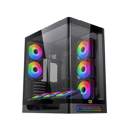 Xigamtek Heaven 8 Fan ARGB PWM E ATX Support BTF MB Type C Single Piece Curved Tempered Glass Mid Tower Case - AHW Store