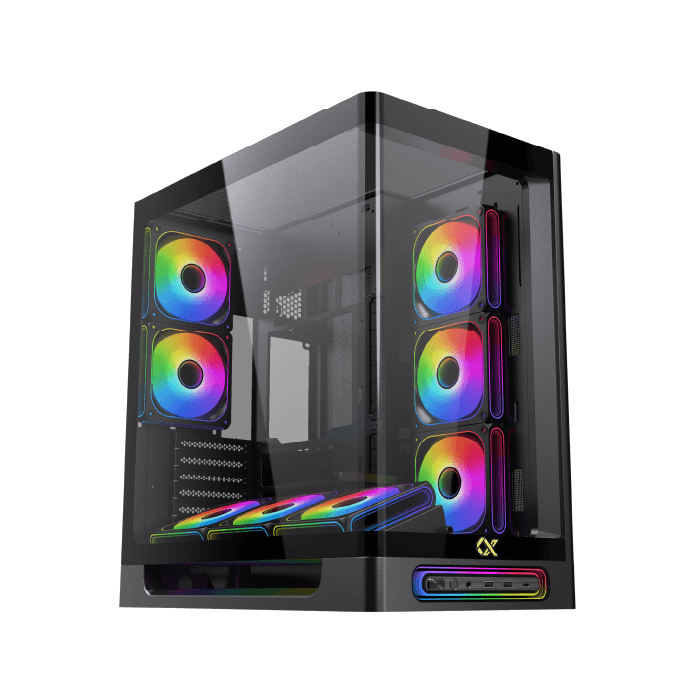 Xigamtek Heaven 8 Fan ARGB PWM E ATX Support BTF MB Type C Single Piece Curved Tempered Glass Mid Tower Case