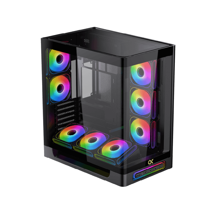 Xigamtek Heaven 8 Fan ARGB PWM E ATX Support BTF MB Type C Single Piece Curved Tempered Glass Mid Tower Case