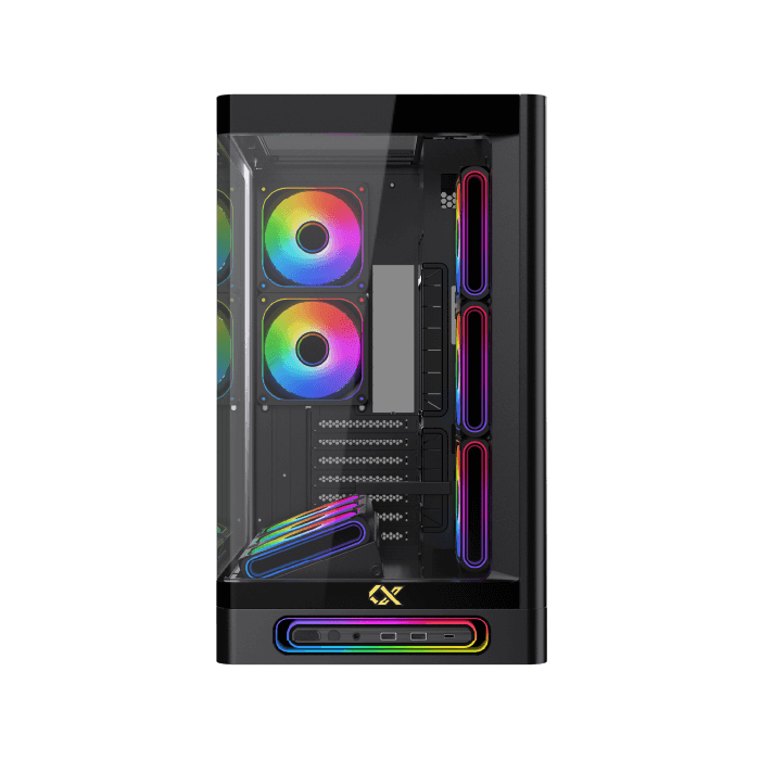 Xigamtek Heaven 8 Fan ARGB PWM E ATX Support BTF MB Type C Single Piece Curved Tempered Glass Mid Tower Case