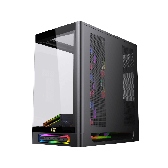 Xigamtek Heaven 8 Fan ARGB PWM E ATX Support BTF MB Type C Single Piece Curved Tempered Glass Mid Tower Case