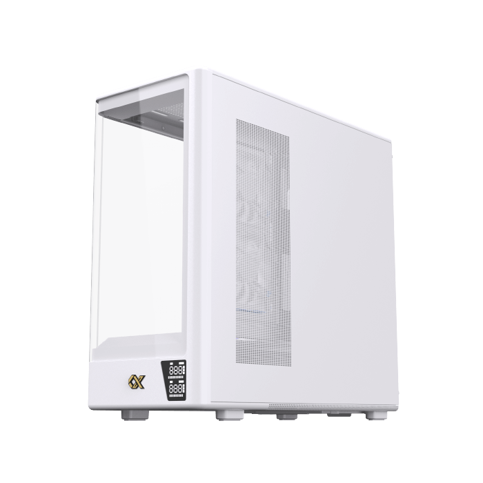 Xigmatek Moon DGT Arctic Curved Tempered Glass White Super Tower Case Digital LCD 4 Fan ARGB