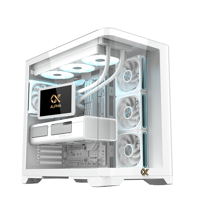 Xigmatek Crystal Storm V2 Arctic Curved TG Mid Tower Case 4 Fan ARGB + Fan Controller + Valkyrie 750W 80+ Bronze ATX 3.1