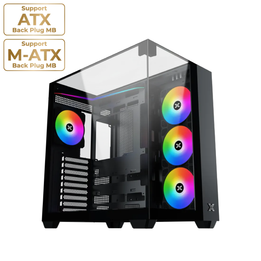Xigmatek Aqua V Mid Tower Case 7 Fan ARGB Black - AHW Store