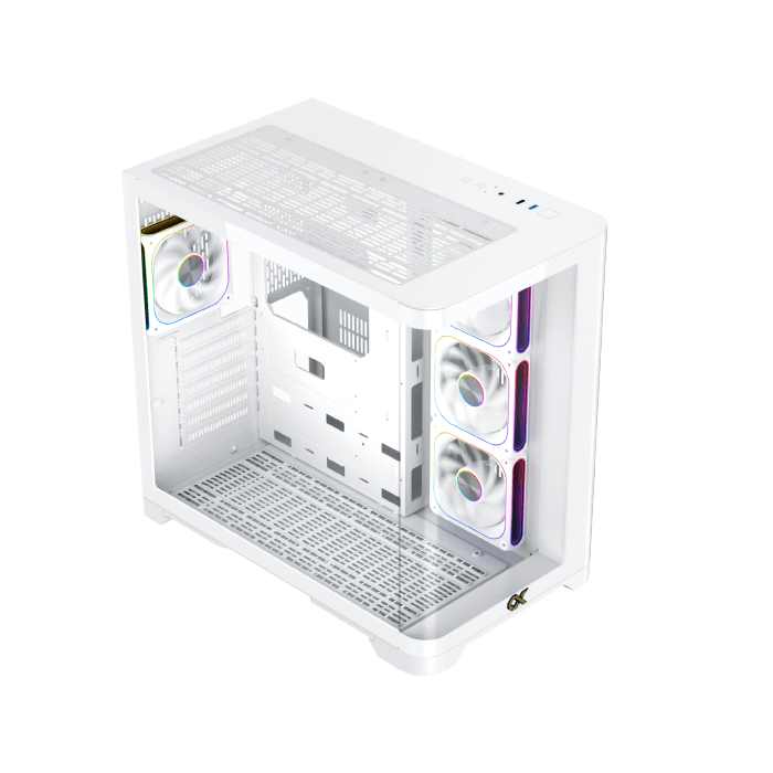 Xigmatek Crystal Storm V2 Arctic Curved TG Mid Tower Case 4 Fan ARGB + Fan Controller + Valkyrie 750W 80+ Bronze ATX 3.1 - AHW Store