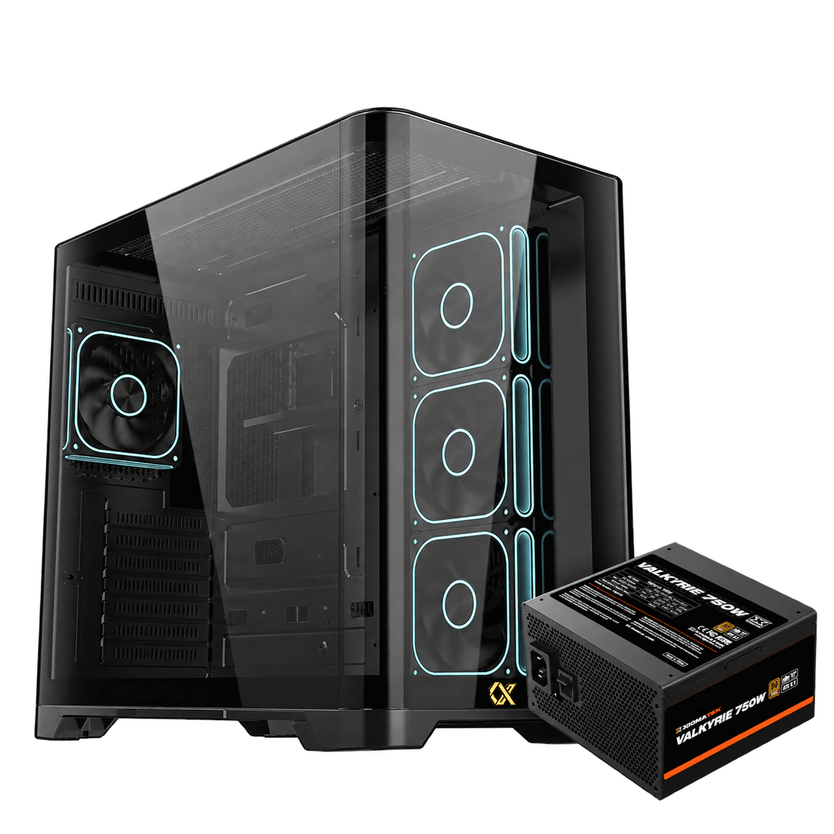 Xigmatek Crystal Storm V2 Curved TG Mid Tower Case 4 Fan ARGB + Fan Controller + Valkyrie 750W 80+ Bronze ATX 3.1 - AHW Store