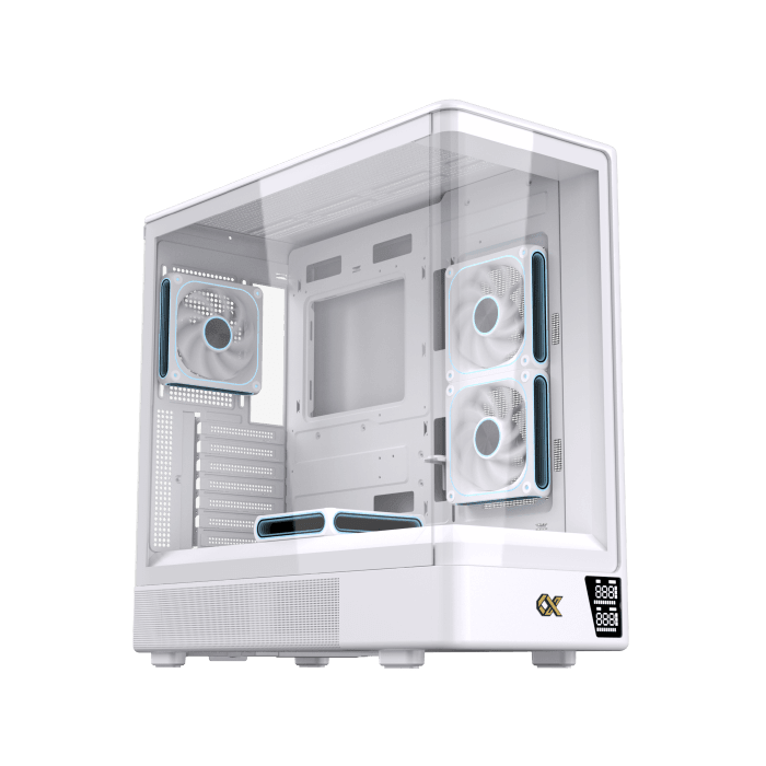 Xigmatek Moon DGT Arctic Curved Tempered Glass White Super Tower Case Digital LCD 4 Fan ARGB - AHW Store
