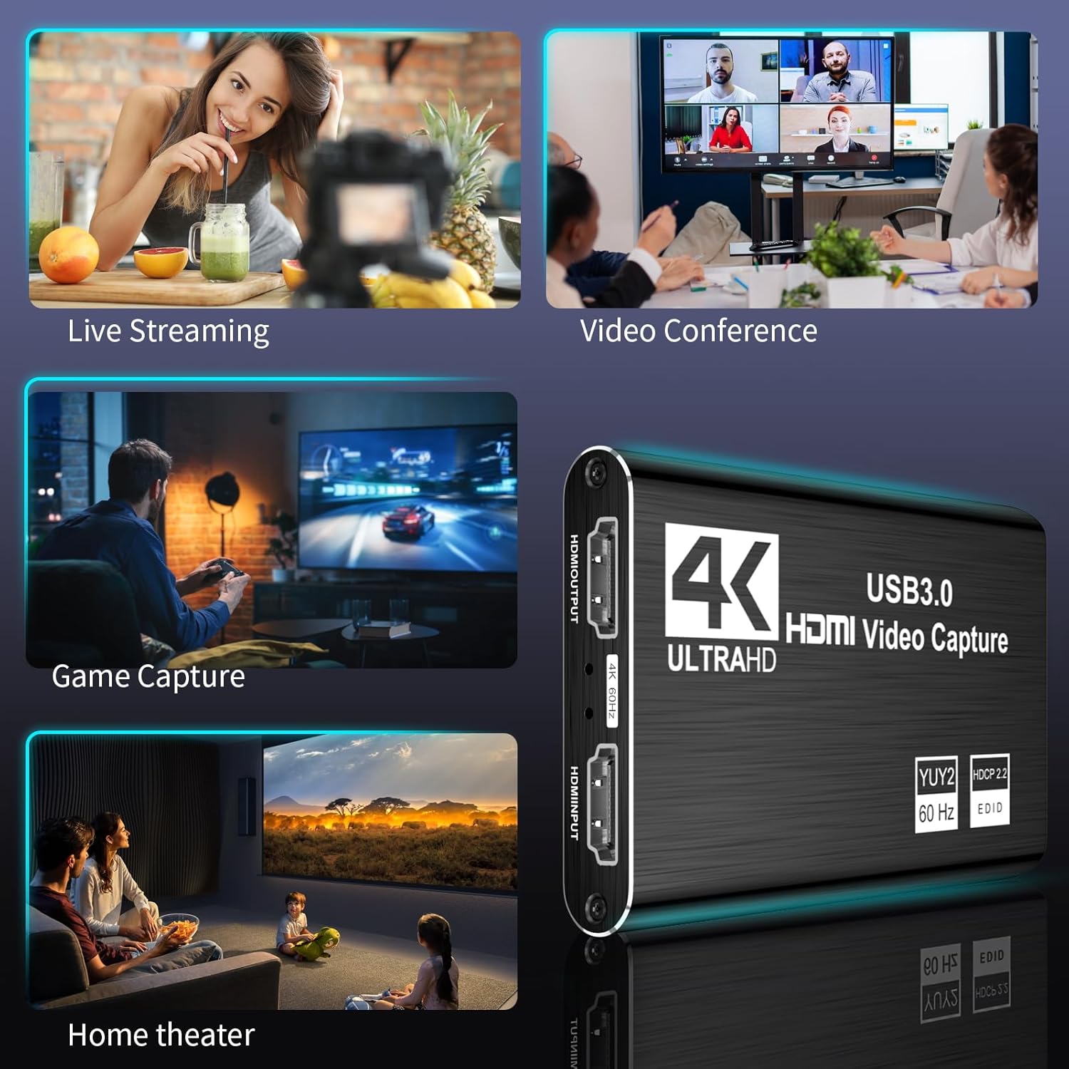 XIIXMASK Video Capture Card, Audio Video Capture Card, USB 3.0 Capture Card 4K HDMI Loop - Out, 1080P - AHW Store