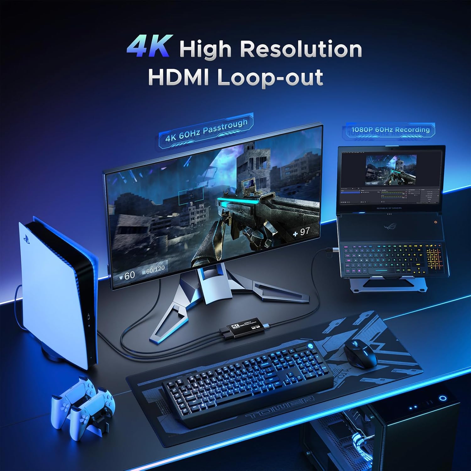 XIIXMASK Video Capture Card, Audio Video Capture Card, USB 3.0 Capture Card 4K HDMI Loop - Out, 1080P - AHW Store
