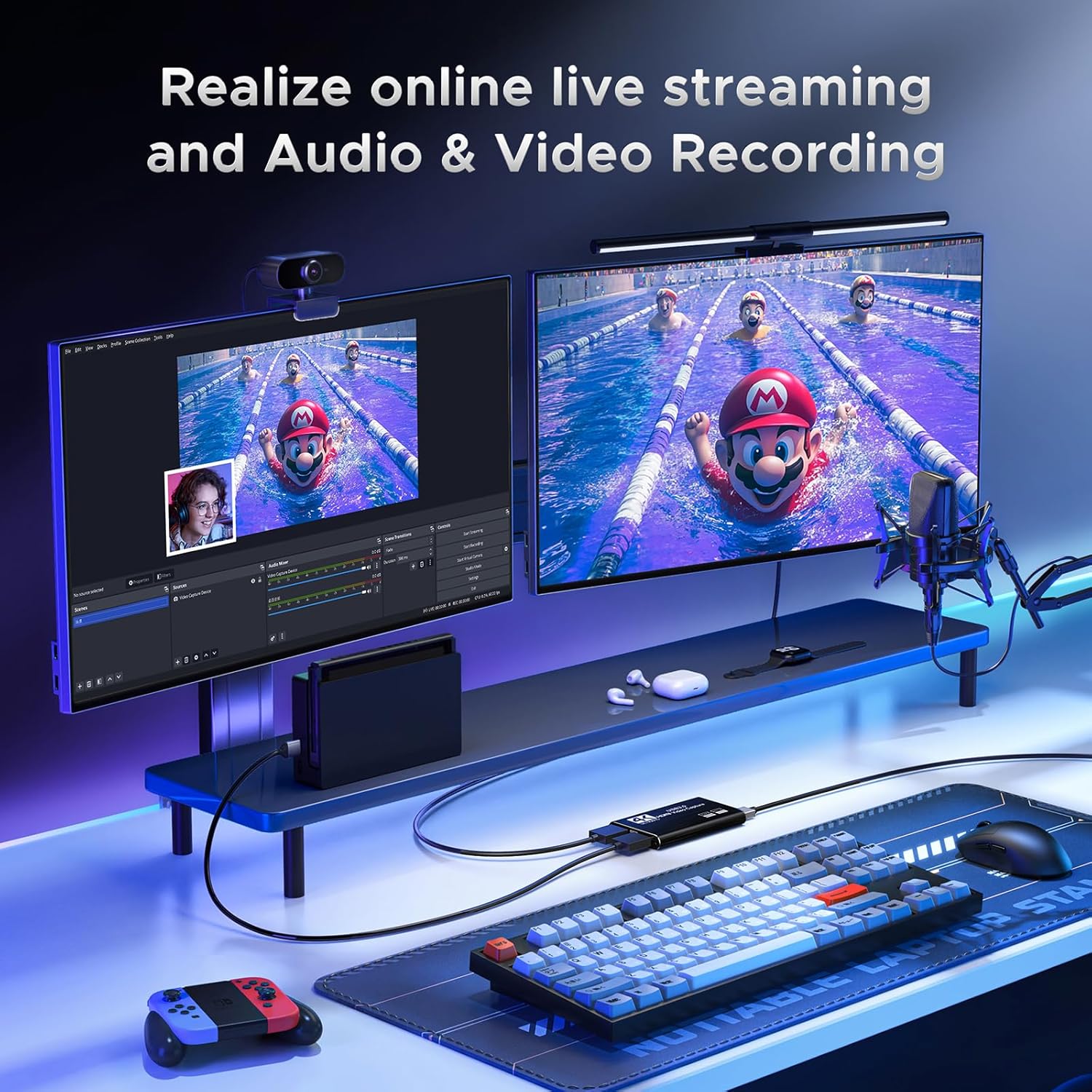 XIIXMASK Video Capture Card, Audio Video Capture Card, USB 3.0 Capture Card 4K HDMI Loop - Out, 1080P - AHW Store