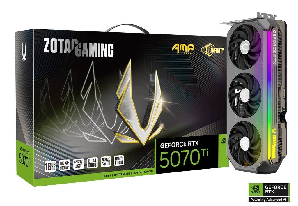 ZOTAC Gaming GeForce RTX 5070 Ti AMP Extreme INFINITY 16GB GDDR7 Graphics Card Black - AHW Store