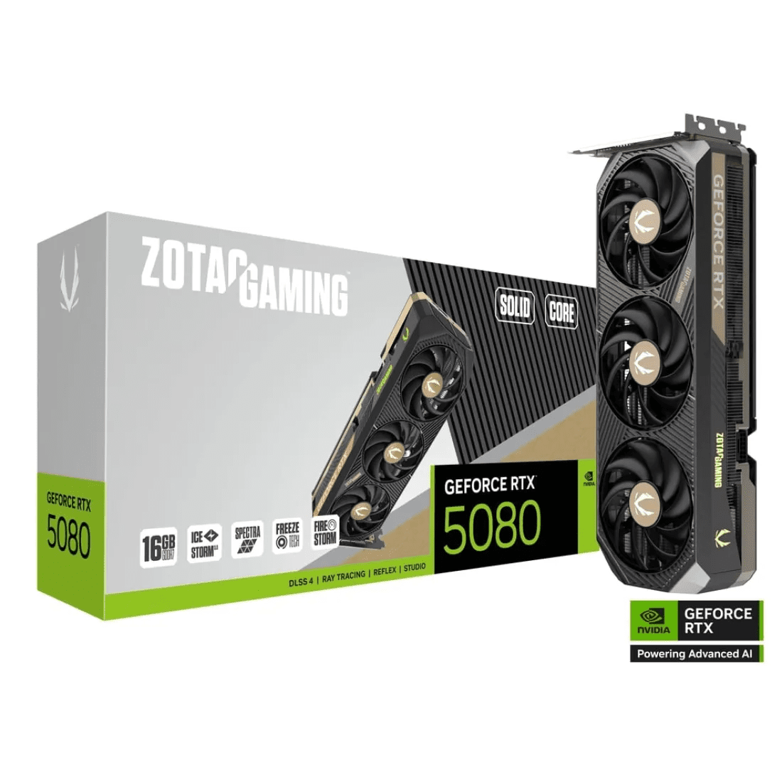 ZOTAC Gaming GeForce RTX 5080 SOLID CORE 16GB GDDR7 Graphics Card Black - AHW Store
