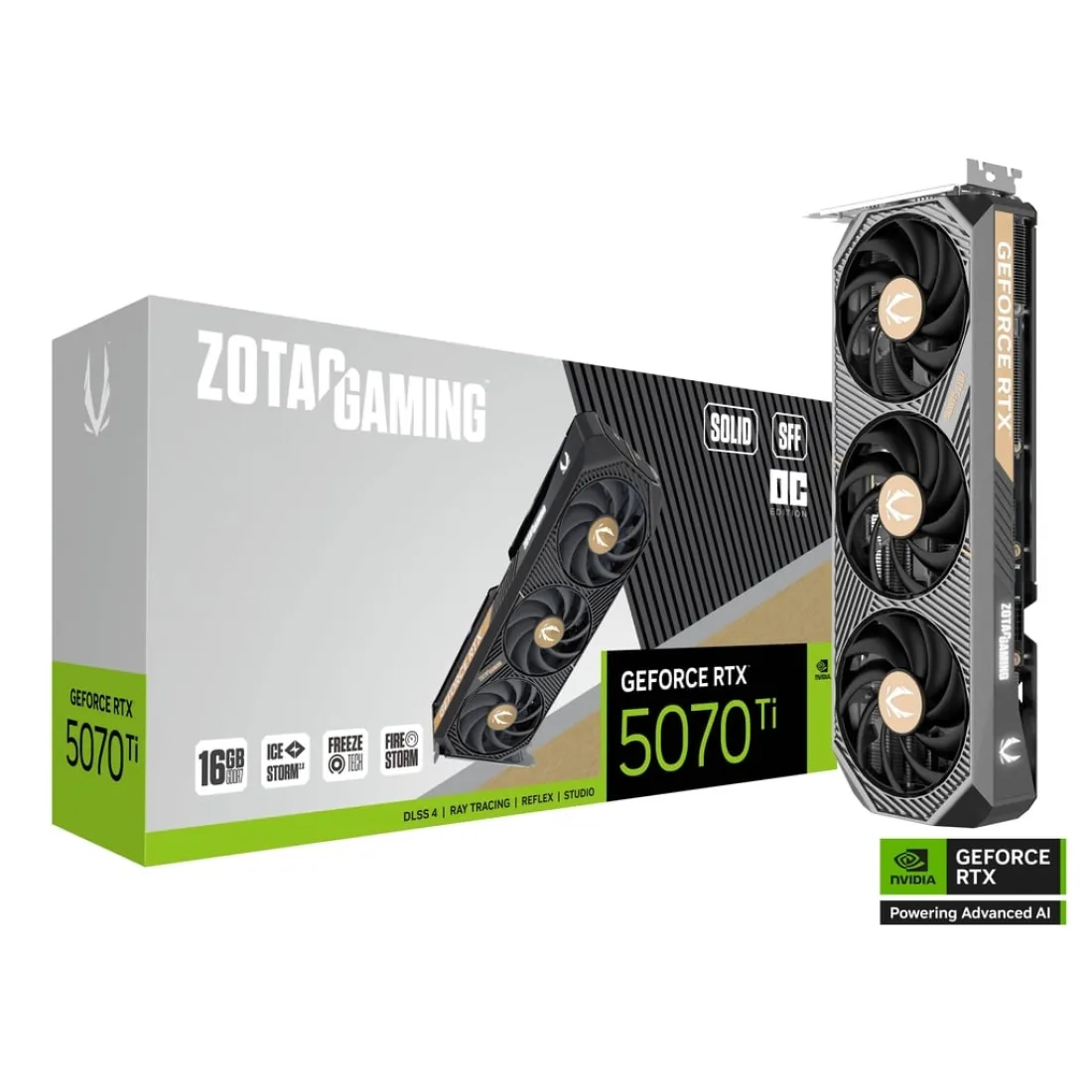 ZOTAC Gaming GeForce RTX 5070 TI SOLID SFF OC 16GB GDDR7 Graphics Card Black