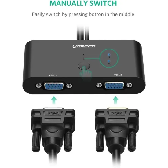 UGREEN MM126 2 Port VGA Switcher (Black) - 30711