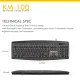 Fantech KM100 Wired Office Combo Keyboard & Mouse Black