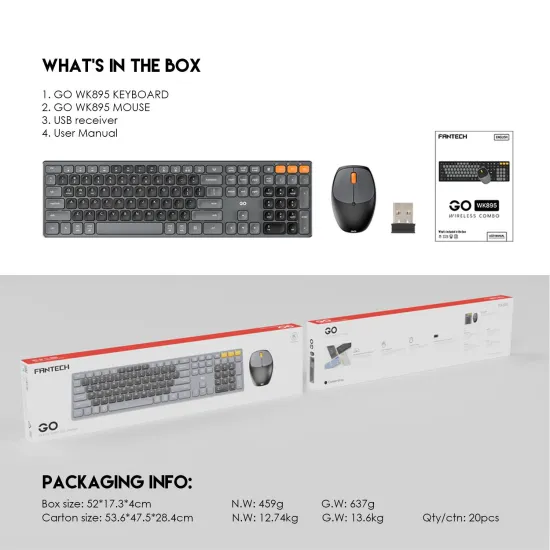 Fantech WK895 Wireless Office Combo Keyboard & Mouse Beige