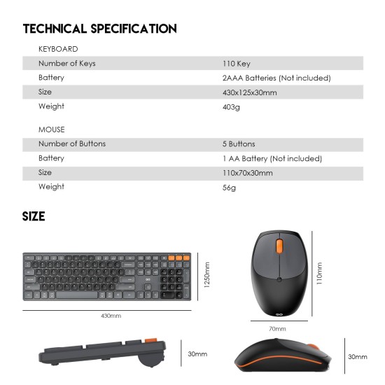 Fantech WK895 Wireless Office Combo Keyboard & Mouse Blue