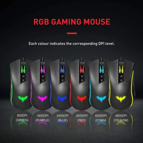 HAVIT KB393L Combo Rainbow Mechanical Keyboard and Mouse RGB - Blue Switches