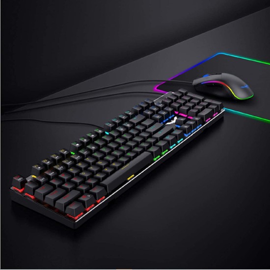HAVIT KB393L Combo Rainbow Mechanical Keyboard and Mouse RGB - Blue Switches