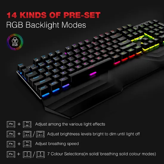 HAVIT KB511L RGB Combo Mechanical Keyboard and Mouse and Mousepad - Blue Switches