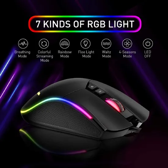 HAVIT KB511L RGB Combo Mechanical Keyboard and Mouse and Mousepad - Blue Switches