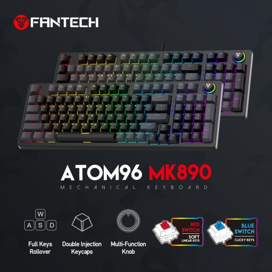 Fantech MK890 RGB Gaming Mechanical Keyboard Black - Blue Switch