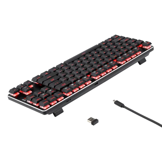 Redragon K590 Wireless RED LED Mechanical Gaming Keyboard Cherry RED Switch - Black