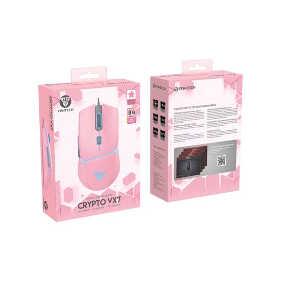 Fantech VX7 Crypto Sakura Pink 6400 DPI Gaming Mouse - Pink