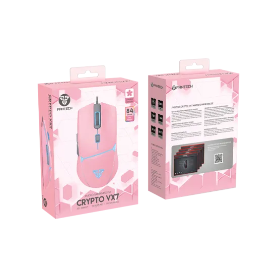 Fantech VX7 Crypto Sakura Pink 6400 DPI Gaming Mouse - Pink