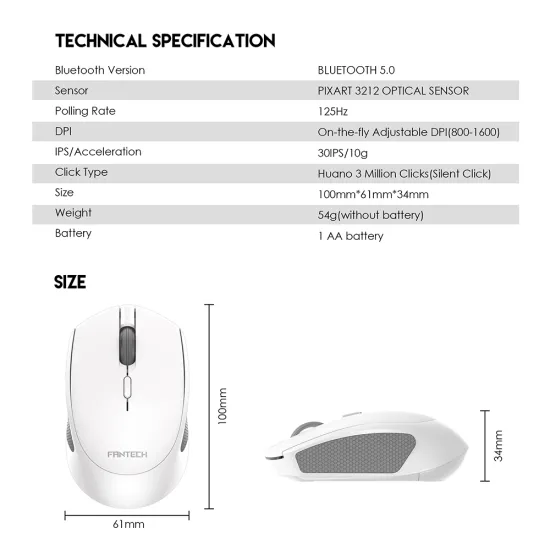 Fantech W190 Silent Switch Office Mouse - Black