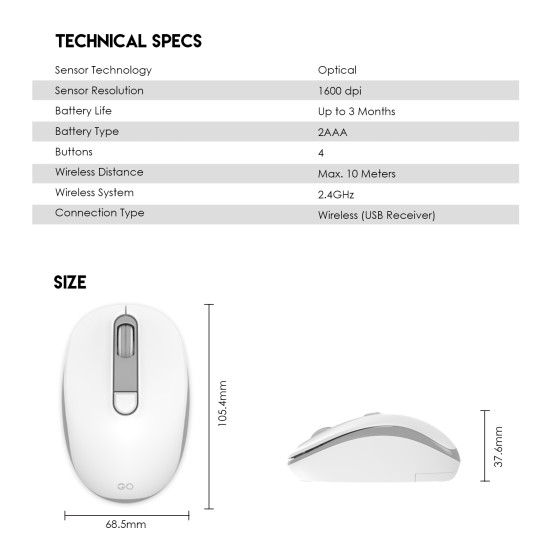 Fantech GO W192 Office Wireless Mouse - White