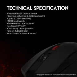 Fantech RAIGOR II WG10 Wireless 2.4GHZ PRO-Gaming Mouse - Red