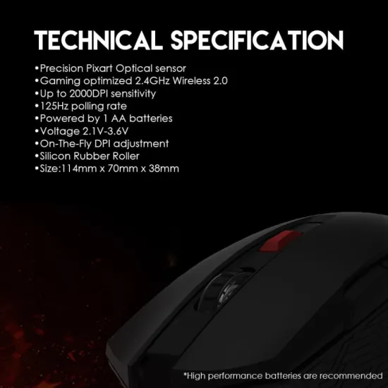 Fantech RAIGOR II WG10 Wireless 2.4GHZ PRO-Gaming Mouse - White