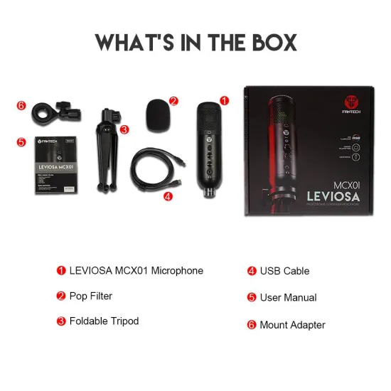 Fantech MCX01 LEVIOSA RGB Professional Condenser Microphone